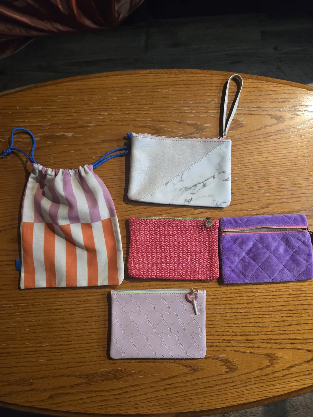Assorted Makeup Cosmetics Pouches Lot - Pink, Purple, Orange, White